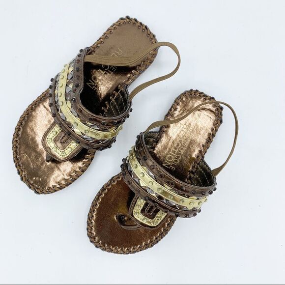 Kenneth Cole Reaction Child/Toddler Bronze Bling Baby Dress Sandals 5 - Picture 4 of 11